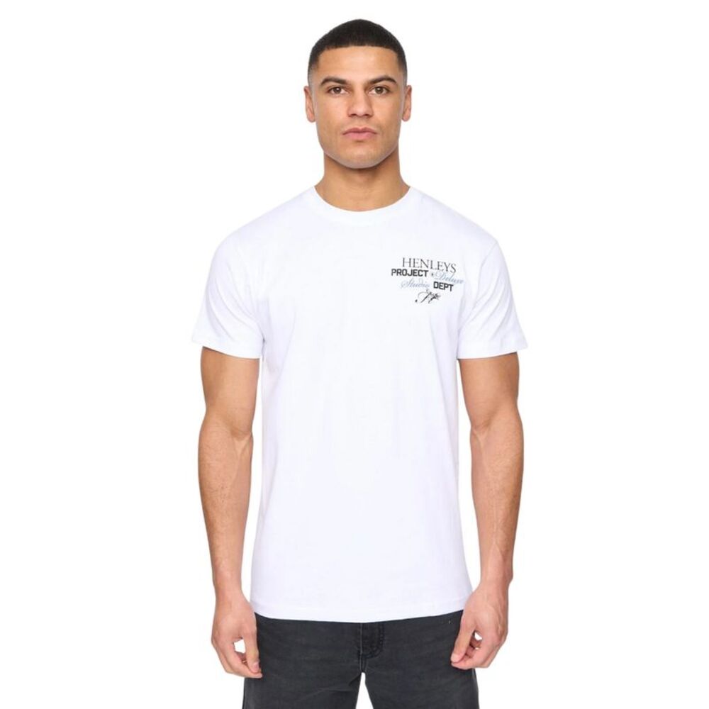Henleys Mens Hentitled Cotton T-Shirt / Optic White